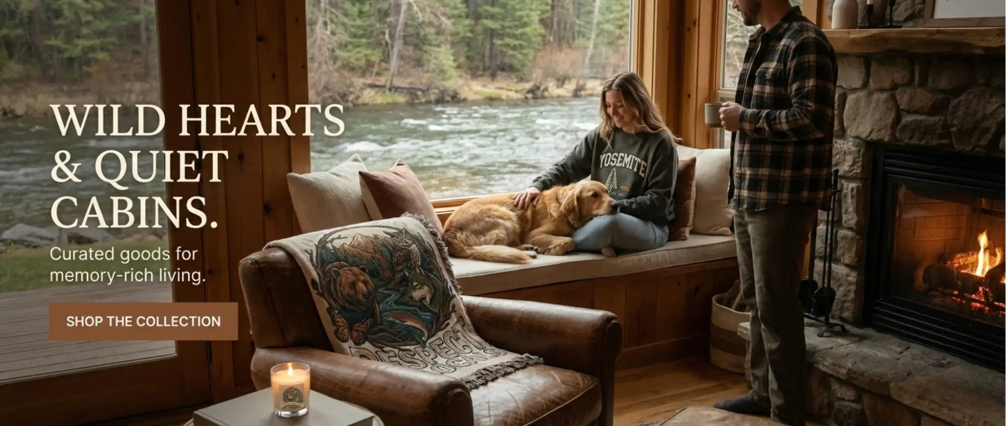 Brown leather armchair with a patterned throw blanket draped over its back.