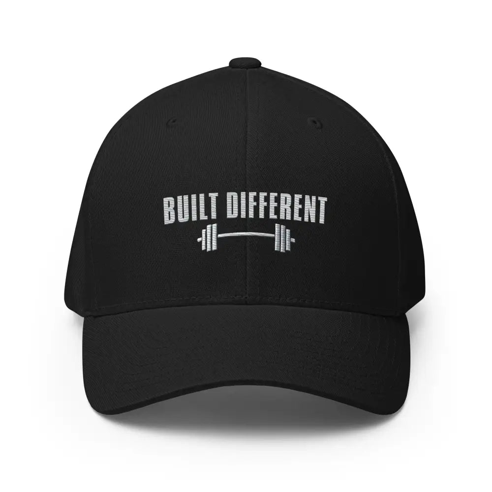 Black Built Different embroidered performance cap by Trini Skies