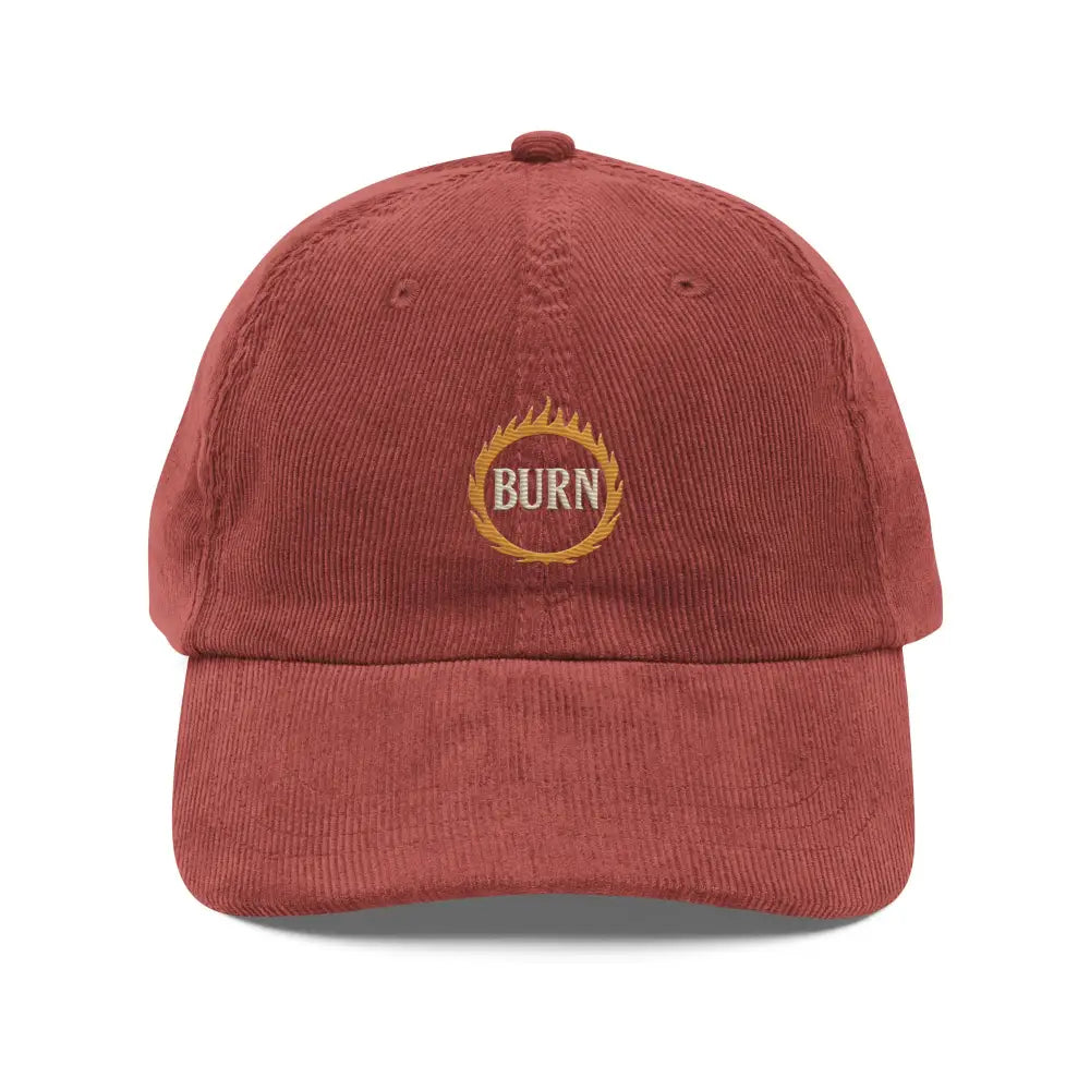Vintage-washed black corduroy embroidered hat with BURN logo