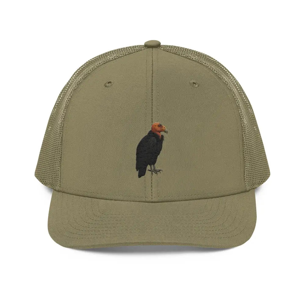 California condor embroidered olive green trucker hat