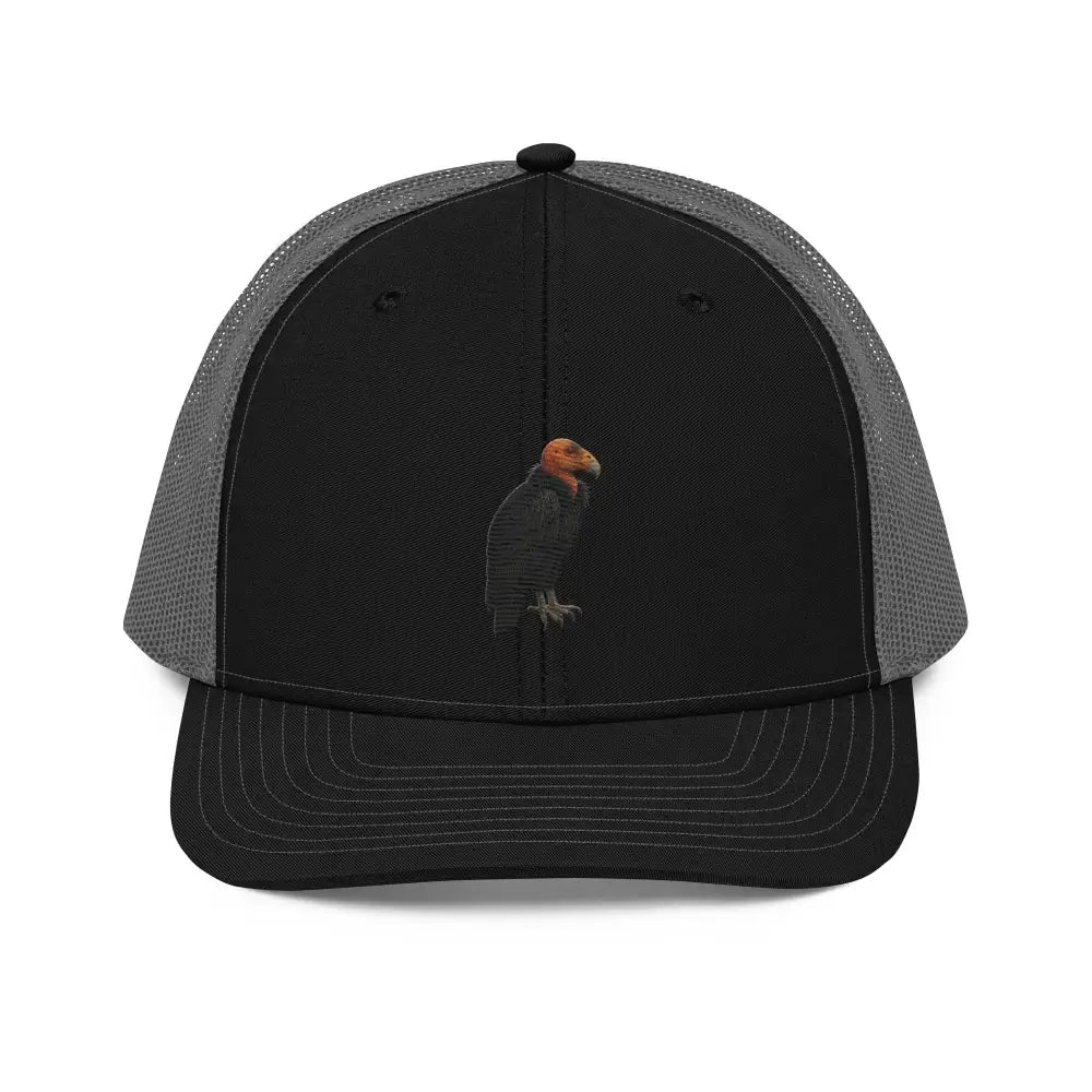 Black and gray California condor embroidered trucker hat