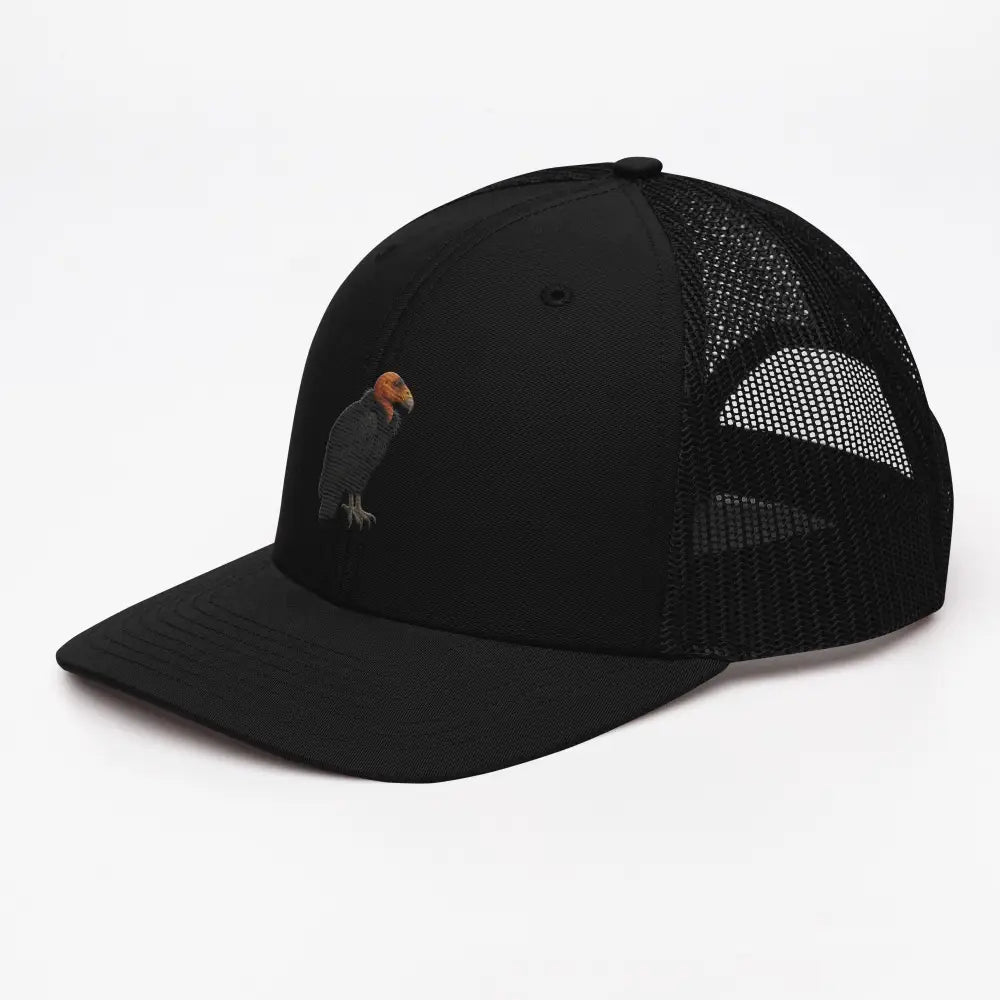 Black Trucker Hat with California Condor Embroidered Design