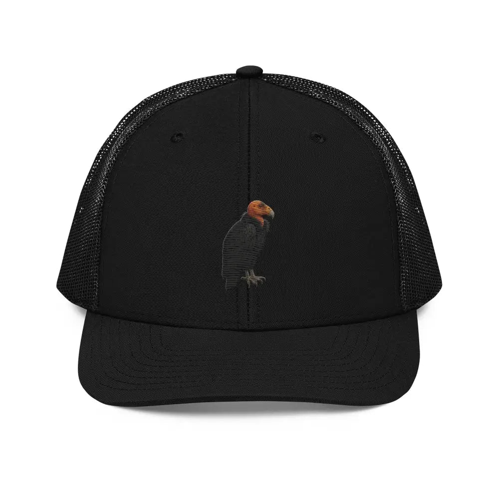 California condor embroidered black trucker hat by Trini Skies Supply