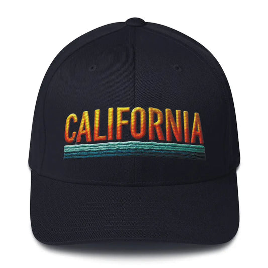 California Embroidered Structured Twill Cap - Dark Navy / S/M - Hats dark blue baseball cap embroidered 1