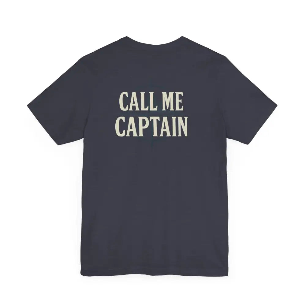 Trini Skies Supply Nautical Compass Tee in dark blue with Call Me Captain text