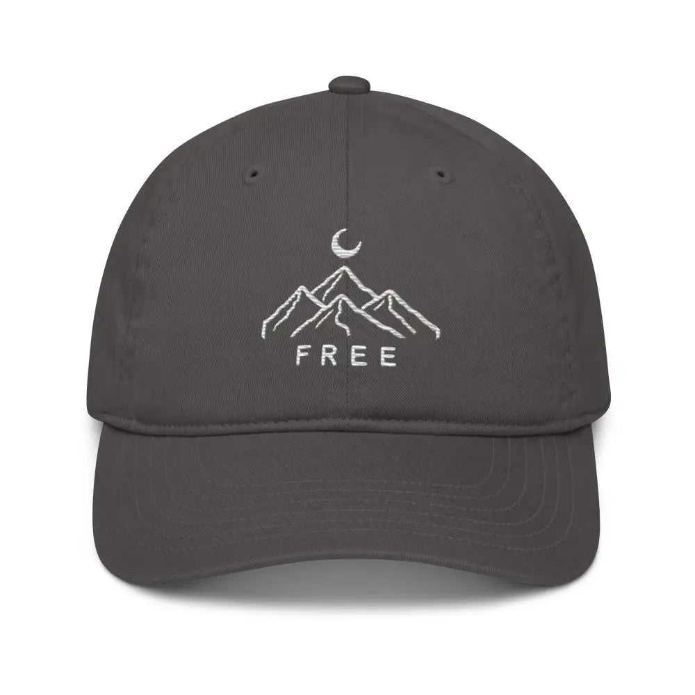 Wilderness minimalist embroidered hat with mountain moon design