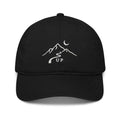 Wilderness minimalist embroidered black baseball cap with mountain moon design