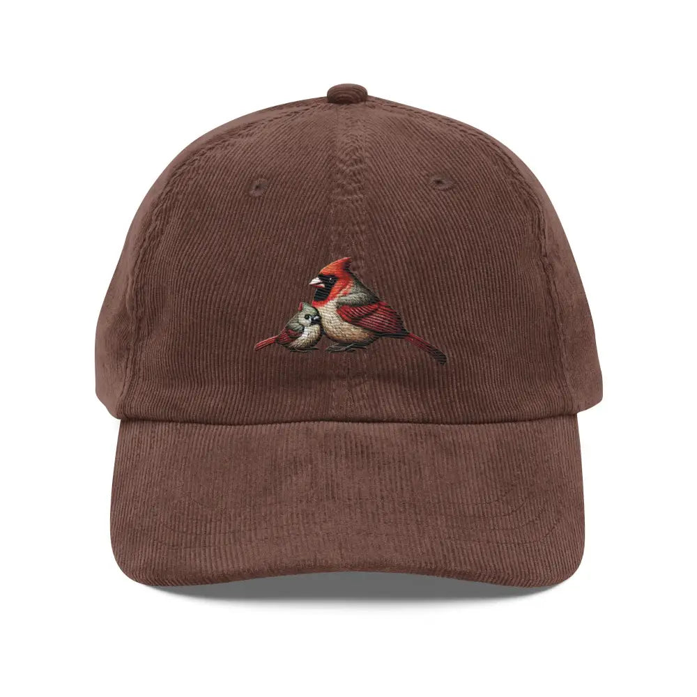 Vintage corduroy baseball cap with embroidered Cardinals bird