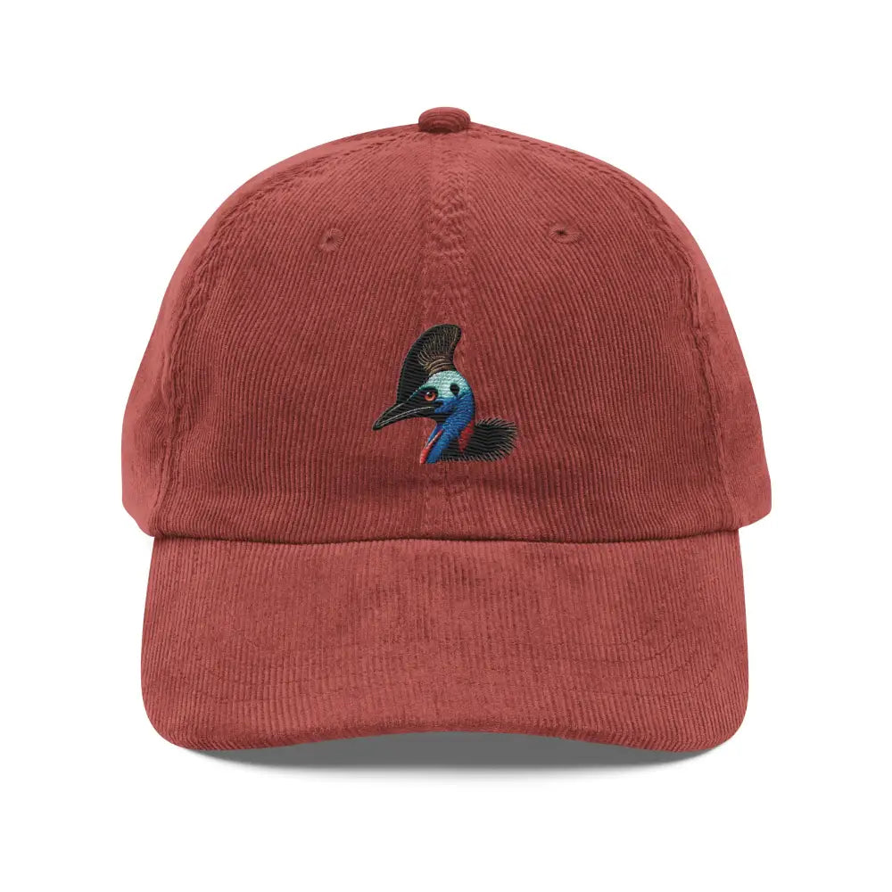 Cassowary embroidered vintage corduroy baseball cap