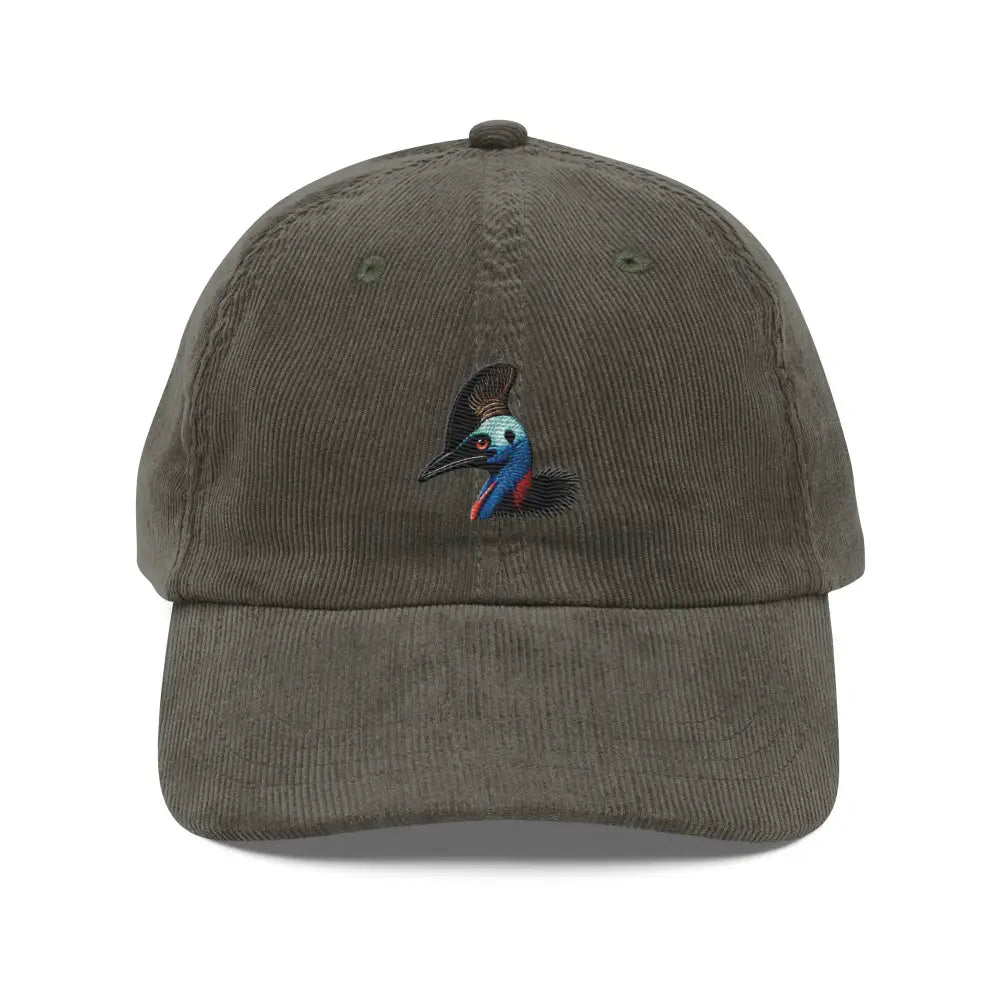 Cassowary embroidered vintage corduroy baseball cap