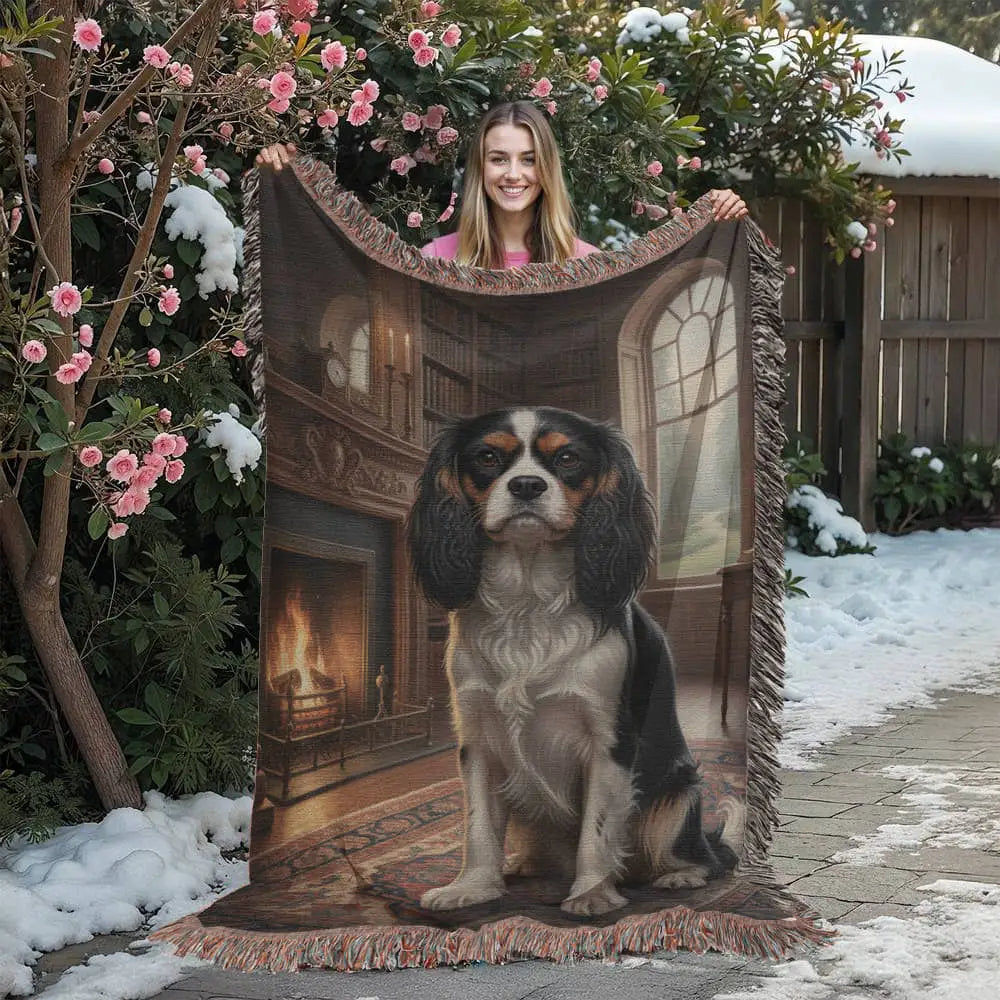 Cavalier King Charles Spaniel on cotton tapestry woven blanket