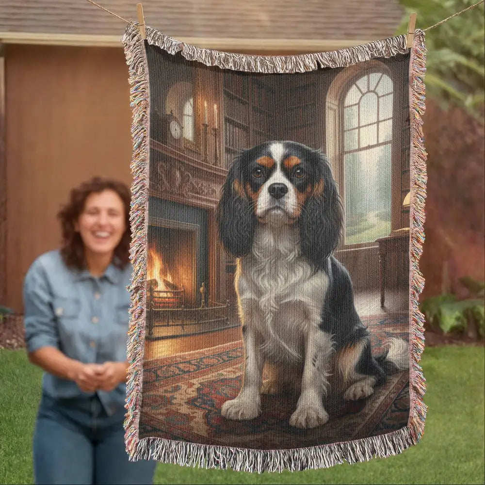 Cavalier King Charles Spaniel on cotton tapestry woven blanket