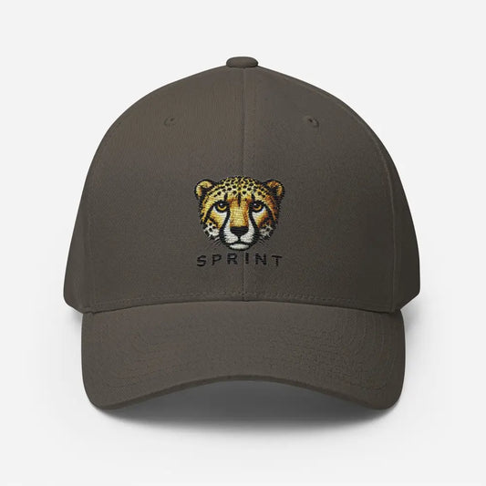 Cheetah Embroidered Wildlife Structured Twill Cap - Dark Grey / S/M - Hats dark gray baseball cap embroidered 1