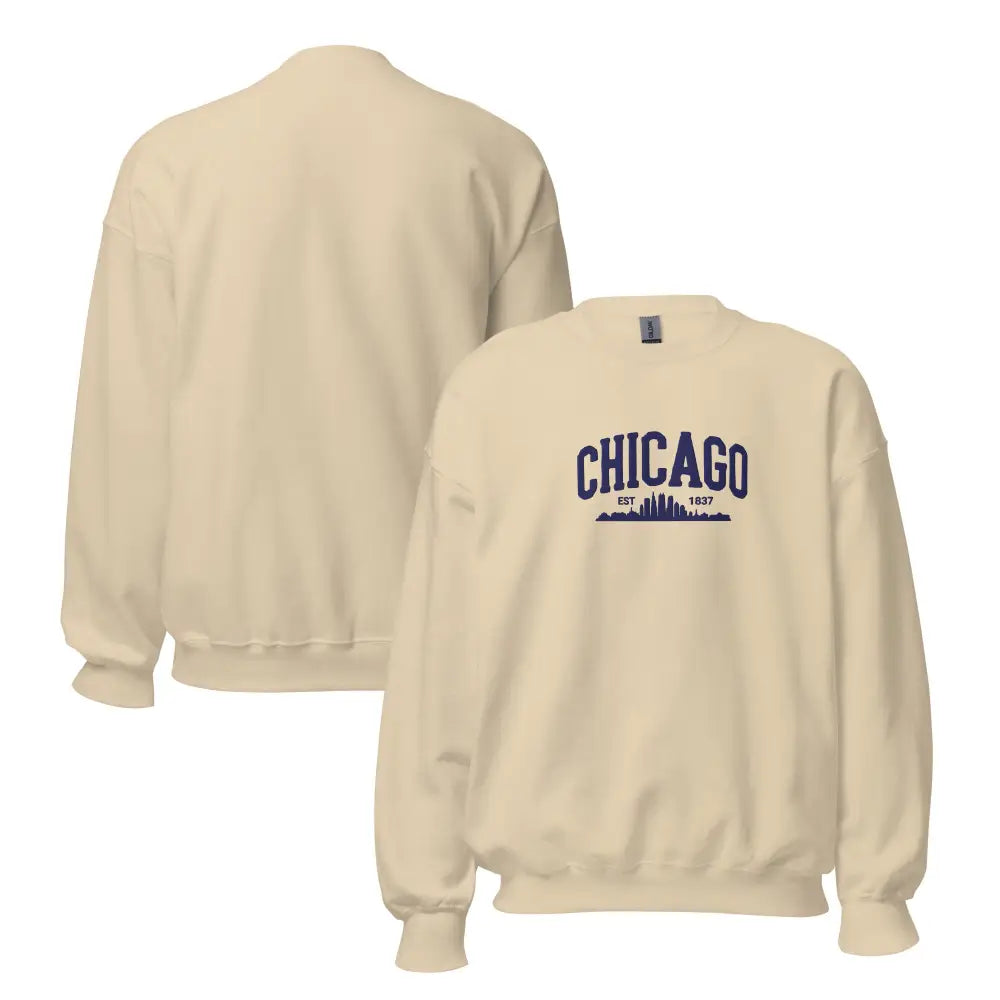 Trini Skies embroidered Chicago sweatshirt with cream crewneck design