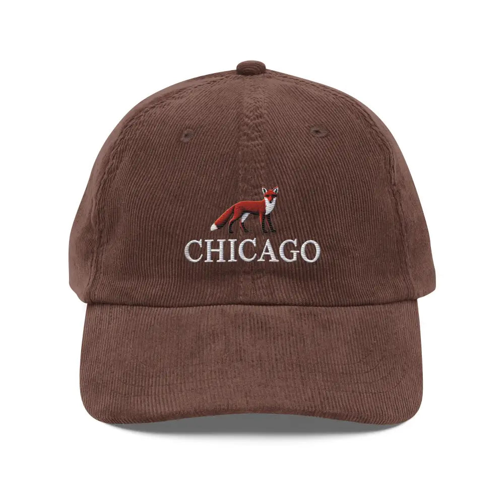 Trini Skies vintage corduroy Chicago red fox cap