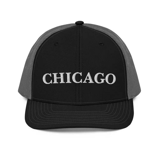 Chicago Embroidered Richardson 112 Trucker Cap - Black / Charcoal - Hats black gray trucker hat chicago 1