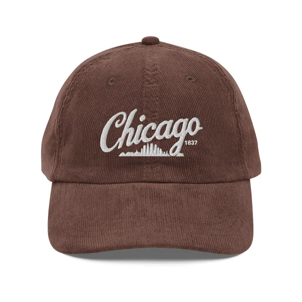 Chicago embroidered vintage brown corduroy cap with 1837