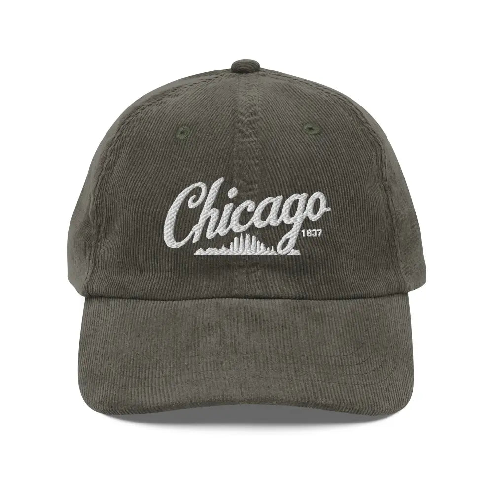 Chicago embroidered vintage corduroy cap with skyline