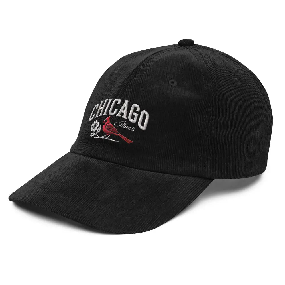 Embroidered Chicago Illinois Cardinal on Vintage Corduroy Cap