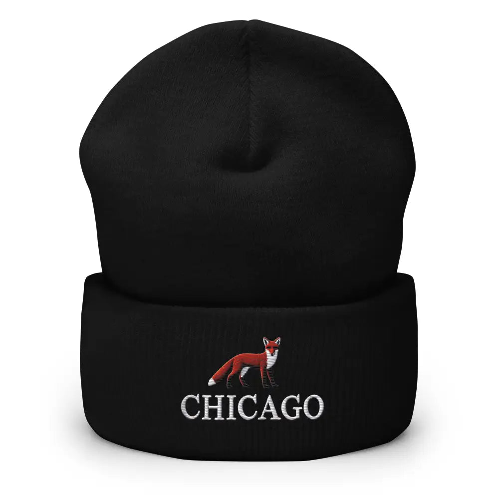 Trini Skies red fox embroidered Chicago beanie