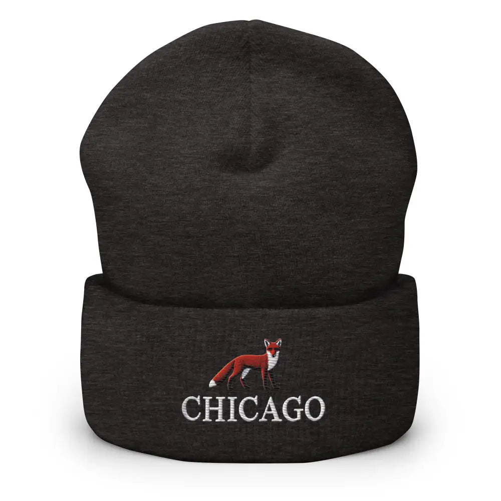 Trini Skies Chicago red fox embroidered cuffed beanie
