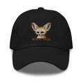 Black fennec fox embroidered hat with Desert Daze text