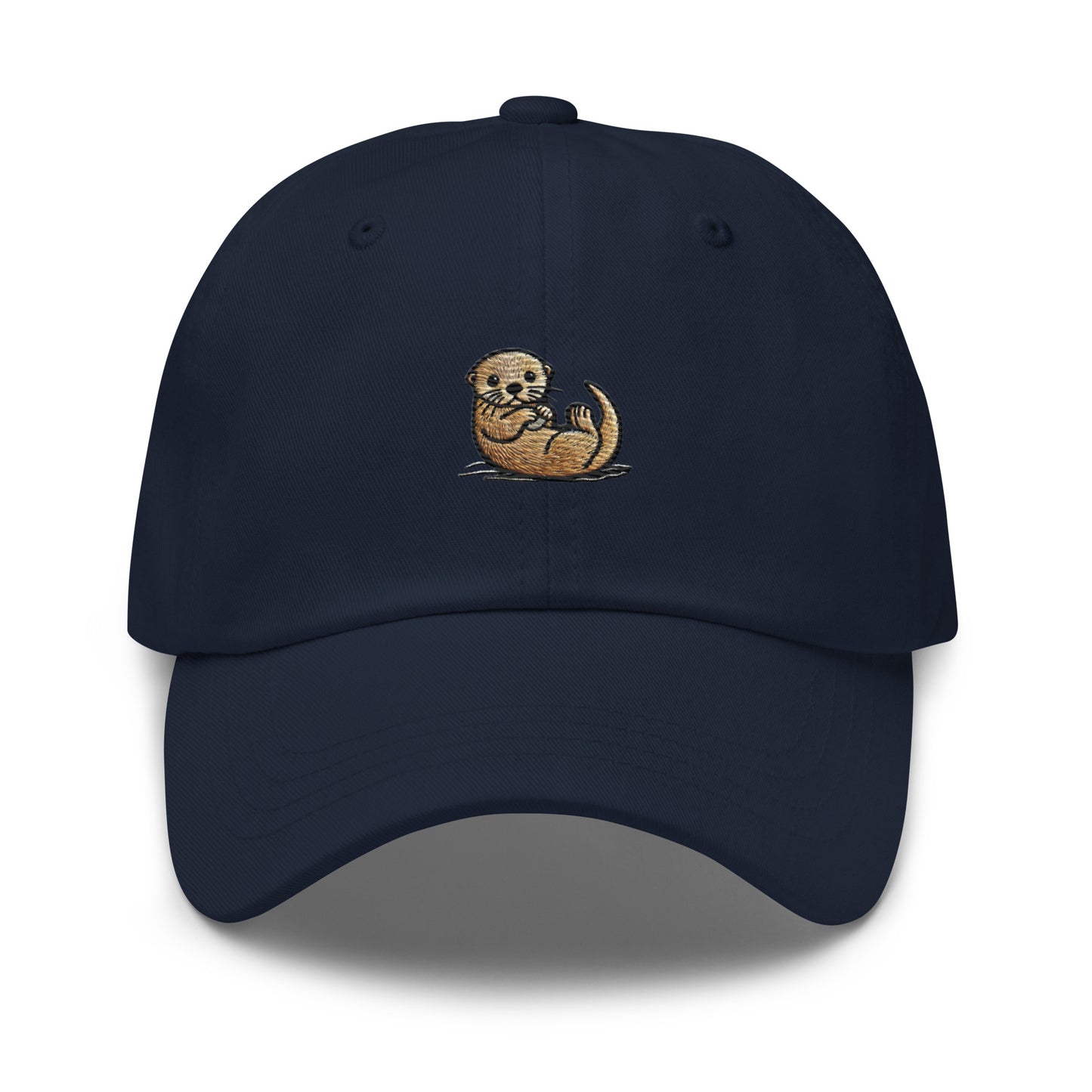 Navy blue otter hat embroidered on cotton twill cap