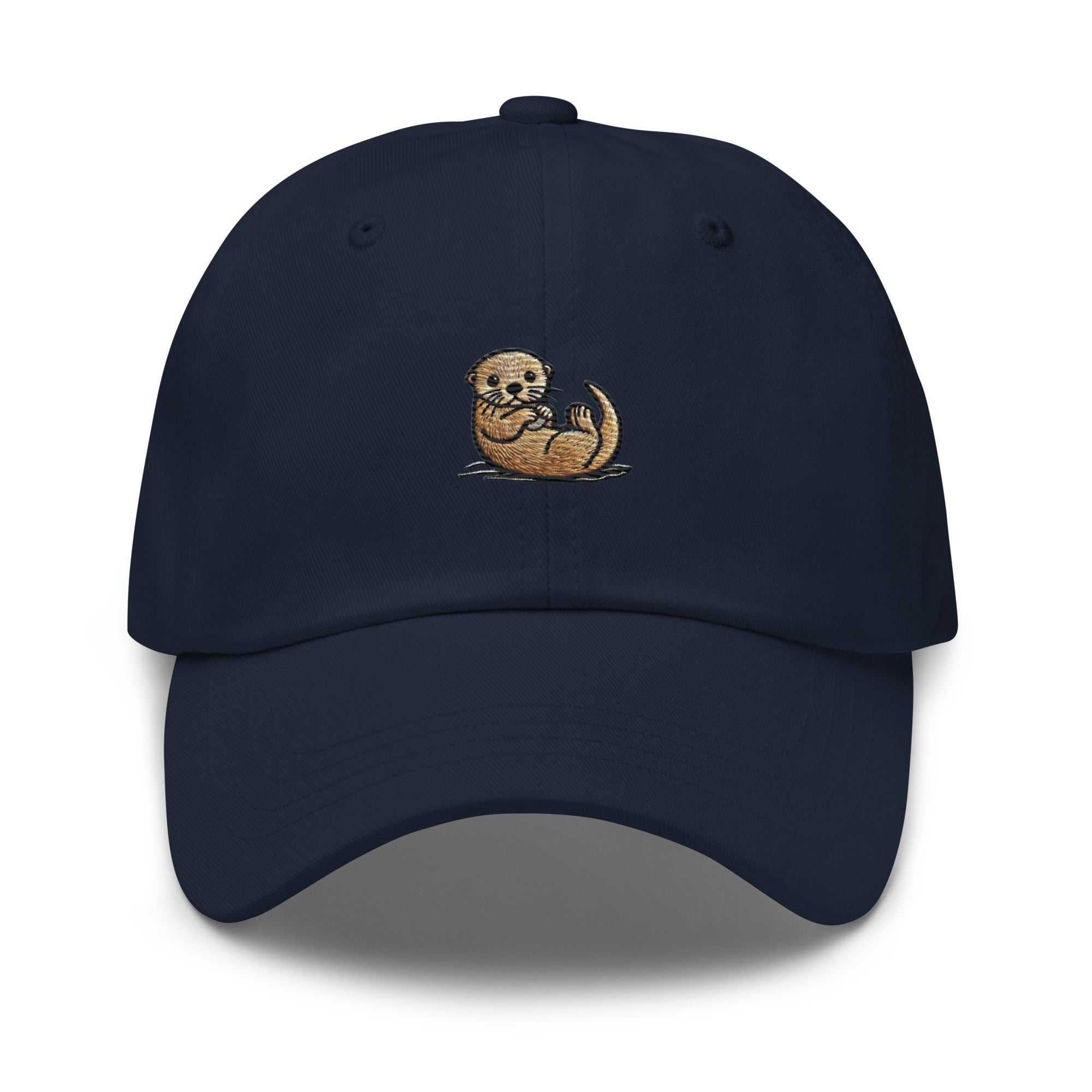 Navy blue otter hat embroidered on cotton twill cap