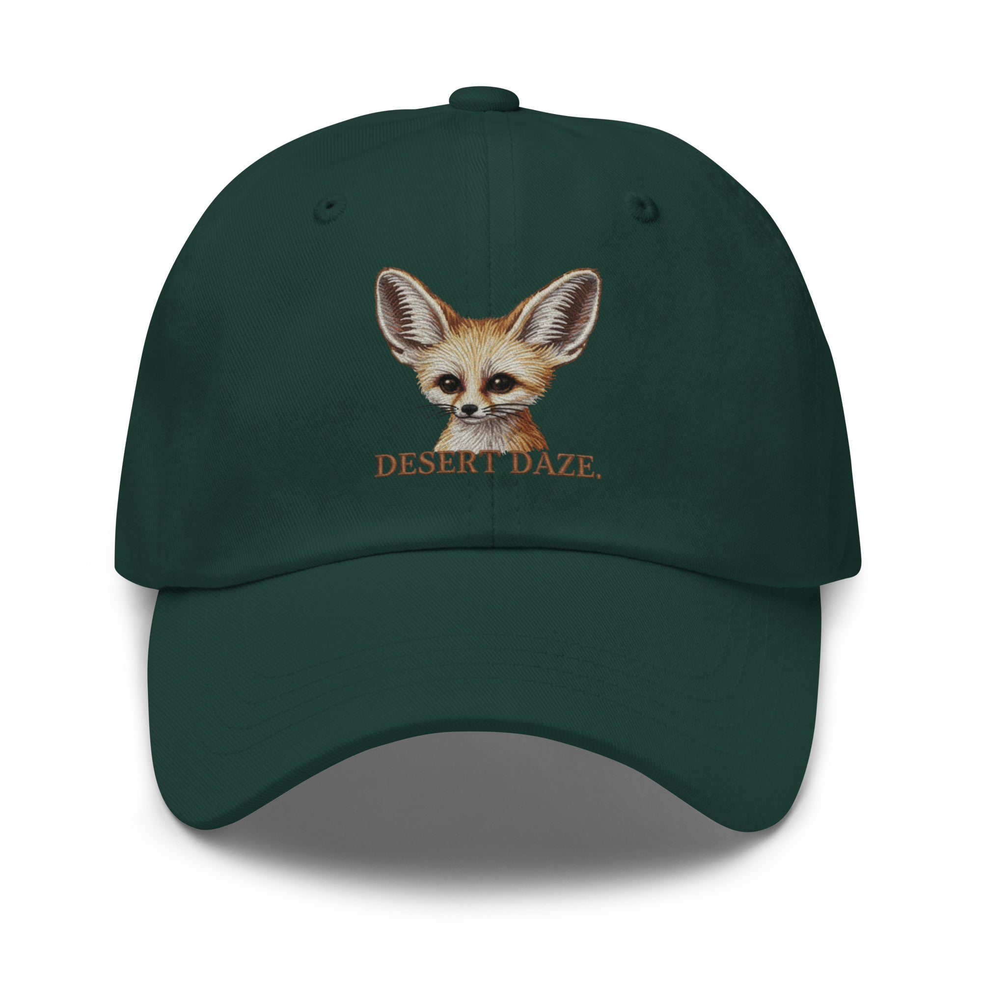 Dark green fennec fox cap with Desert Daze embroidery
