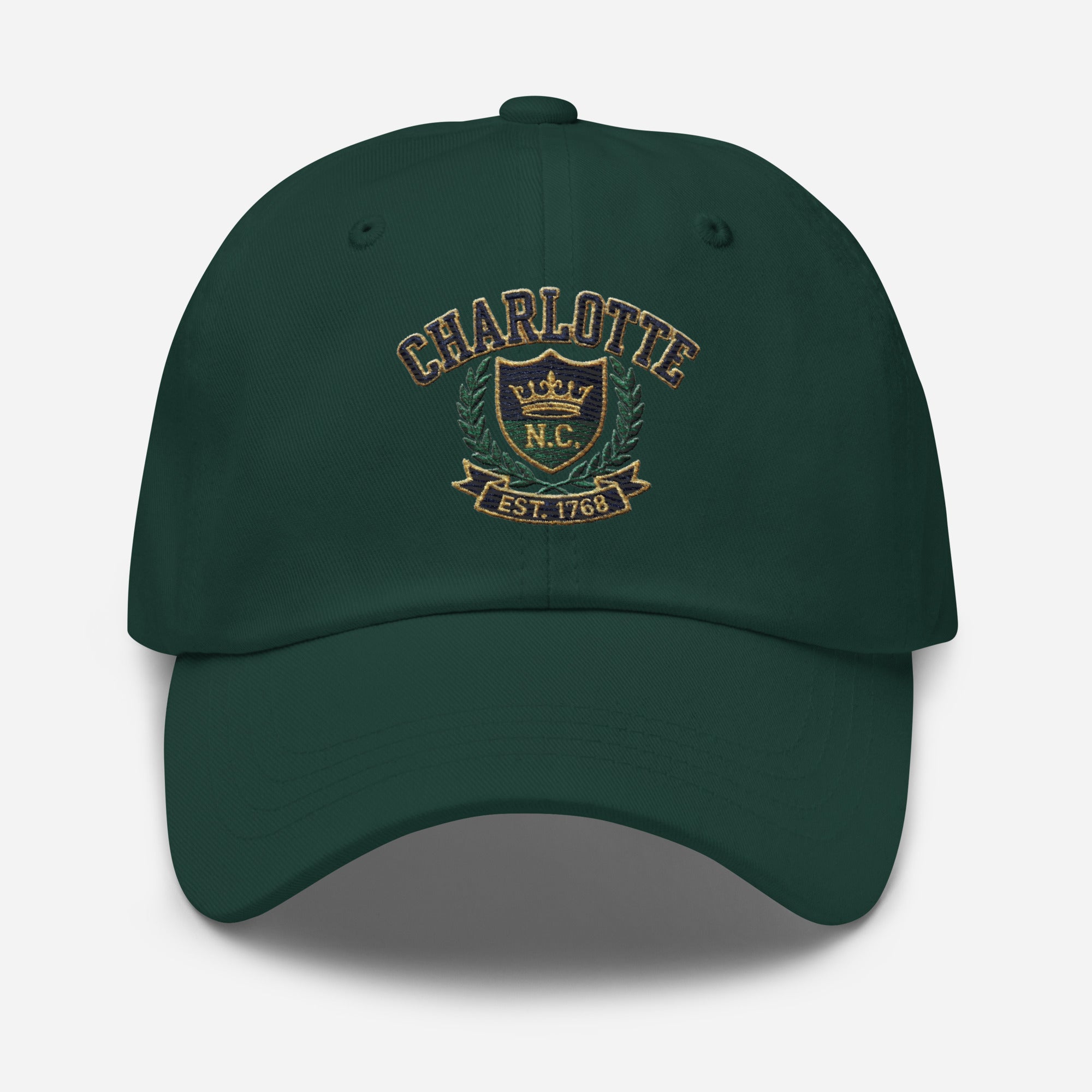 Green Charlotte NC embroidered dad hat travel gift