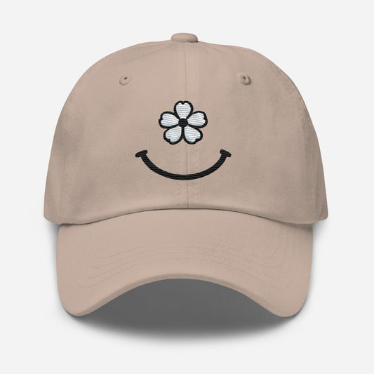  Embroidered Floral Smiley Face Dad Hat