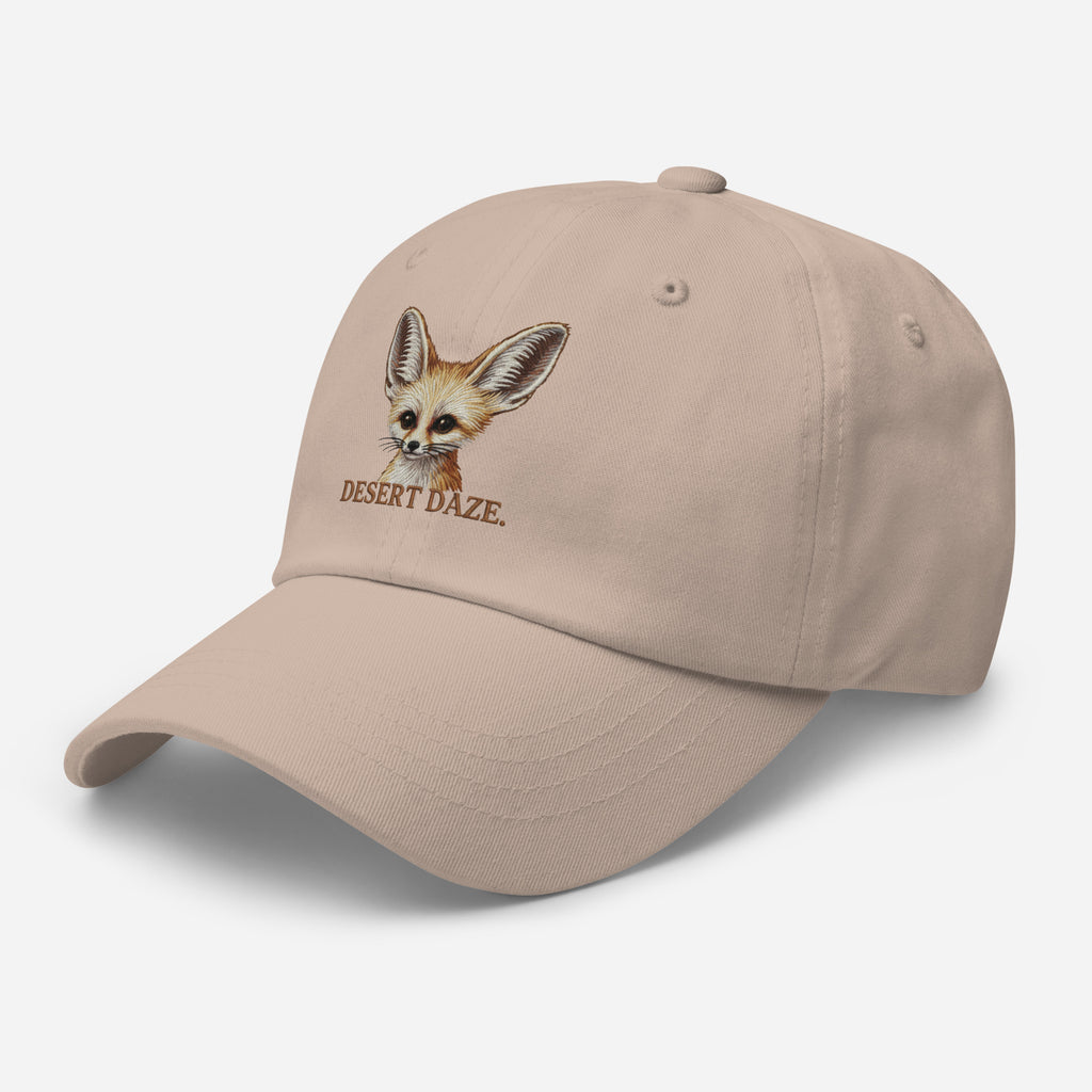 Beige fennec fox hat with Desert Daze embroidery for nature lovers