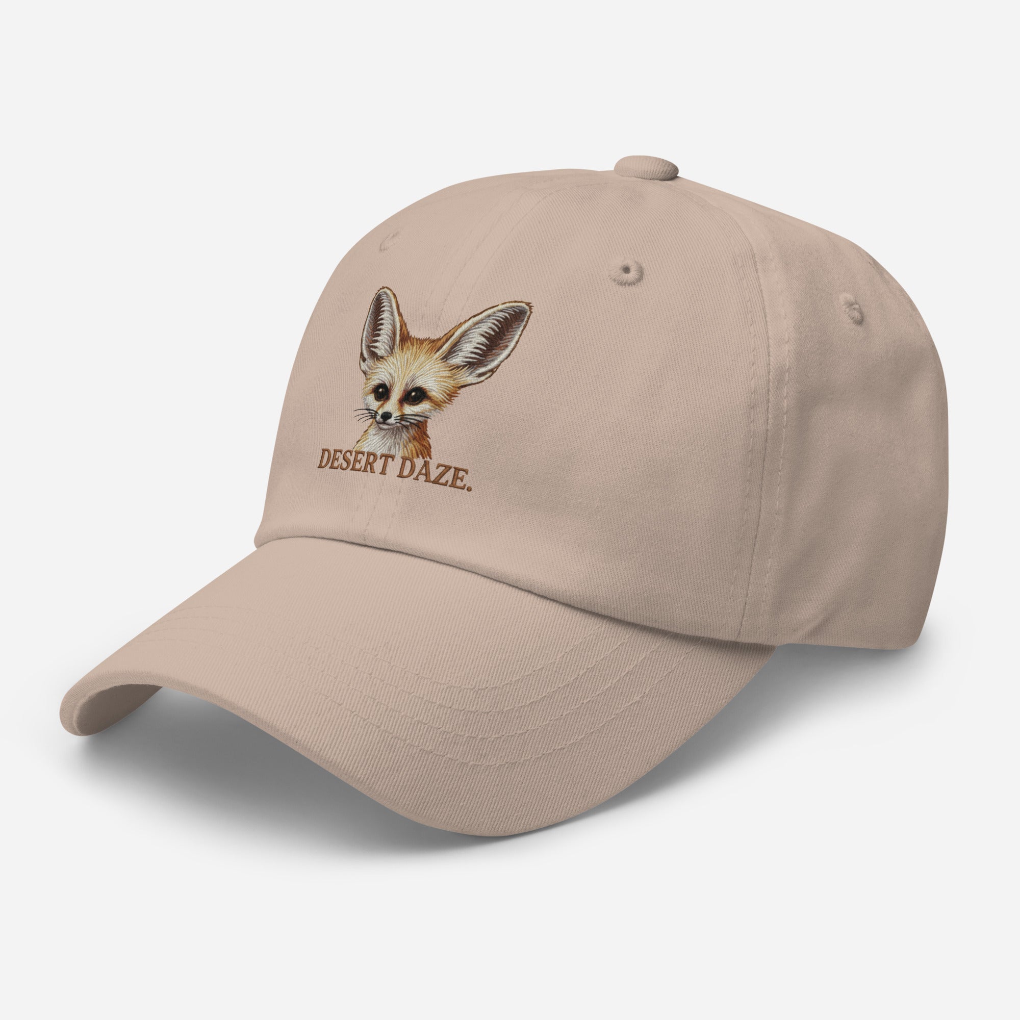 Beige fennec fox hat with Desert Daze embroidery for nature lovers