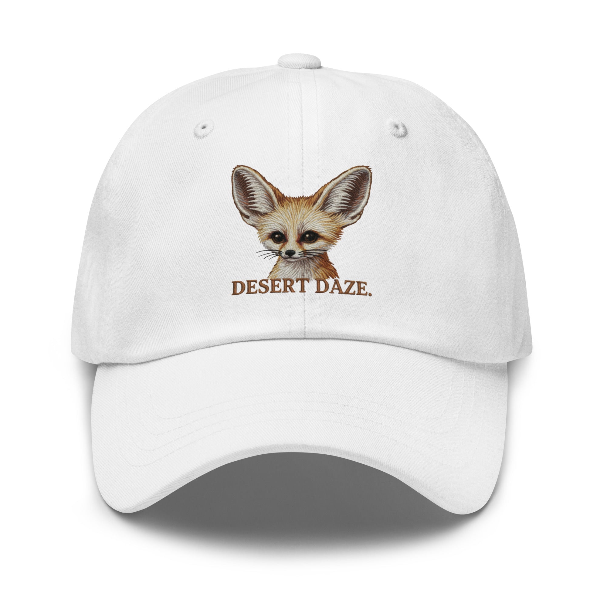 White fennec fox embroidered Desert Daze hat for nature lovers