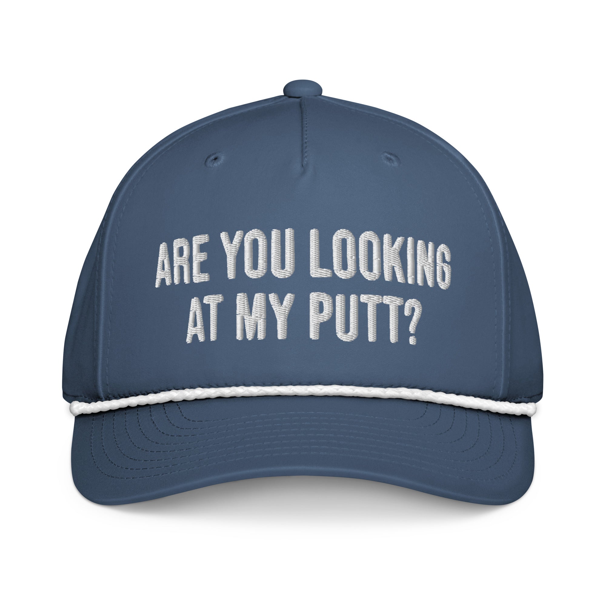 Navy blue golf rope cap embroidered Are You Looking at My Putt