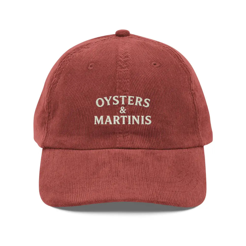 Trini Skies Supply embroidered corduroy cap with Oysters & Martinis
