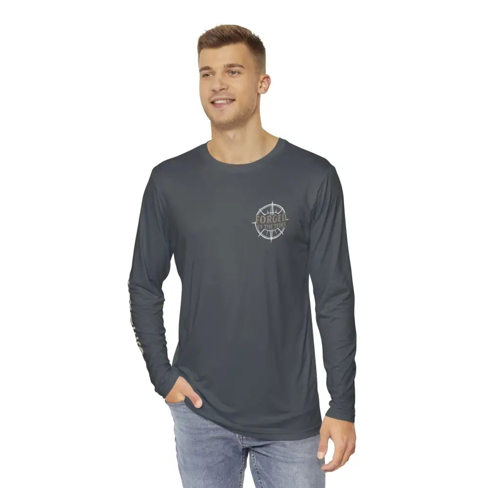 Trini Skies long sleeve fishing shirt in dark gray with chest logo