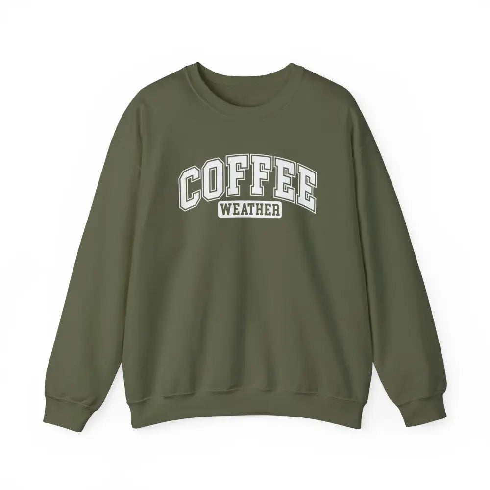 Olive green coffee weather graphic crewneck sweatshirt