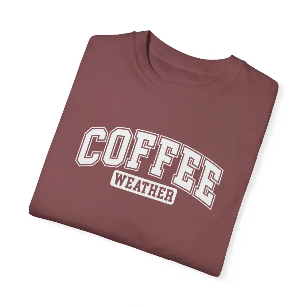Maroon Coffee Weather Winter-Inspired Graphic T-Shirt