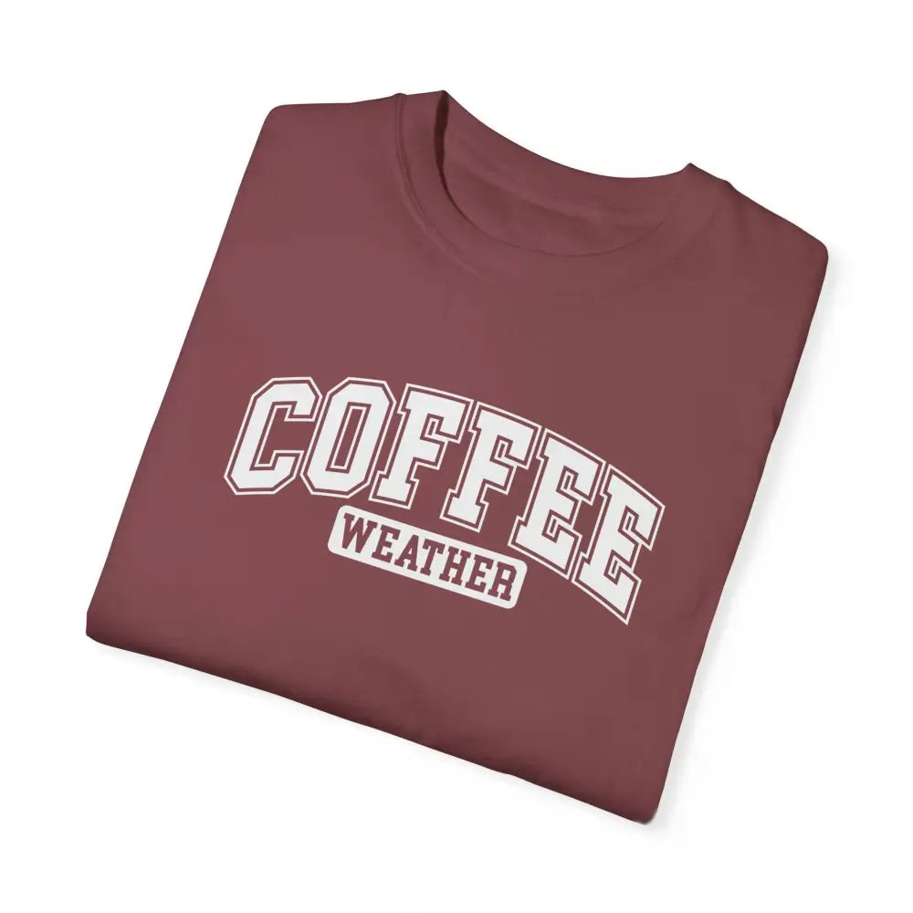 Maroon Coffee Weather winter-inspired graphic t-shirt