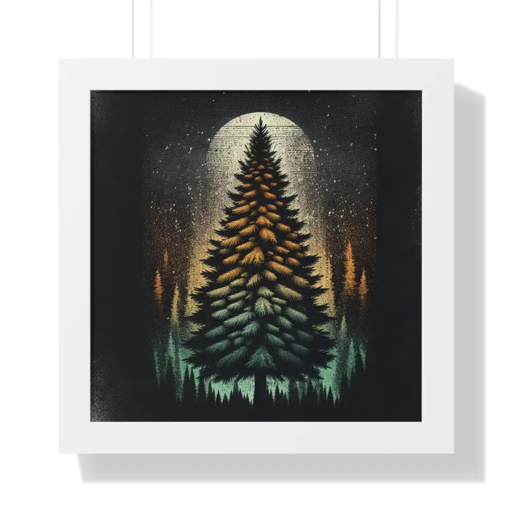 Colorful tree framed poster of stylized pine under Trini skies