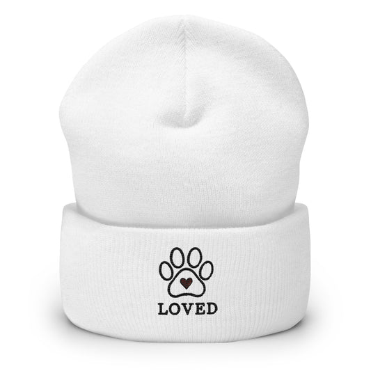 Embroidered Pet Lovers Dog & Cat Cuffed Beanie – Unisex Hypoallergenic Hat - White - Hats 1
