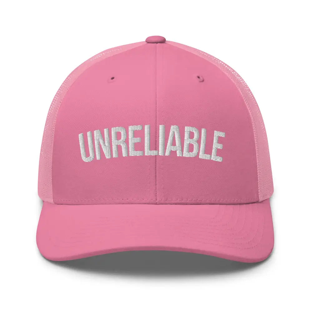 Pink unreliable embroidered trucker hat adjustable snapback