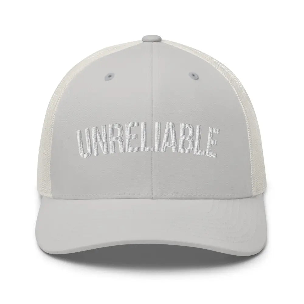 White Custom Embroidered Unreliable Trucker Hat Adjustable Snapback