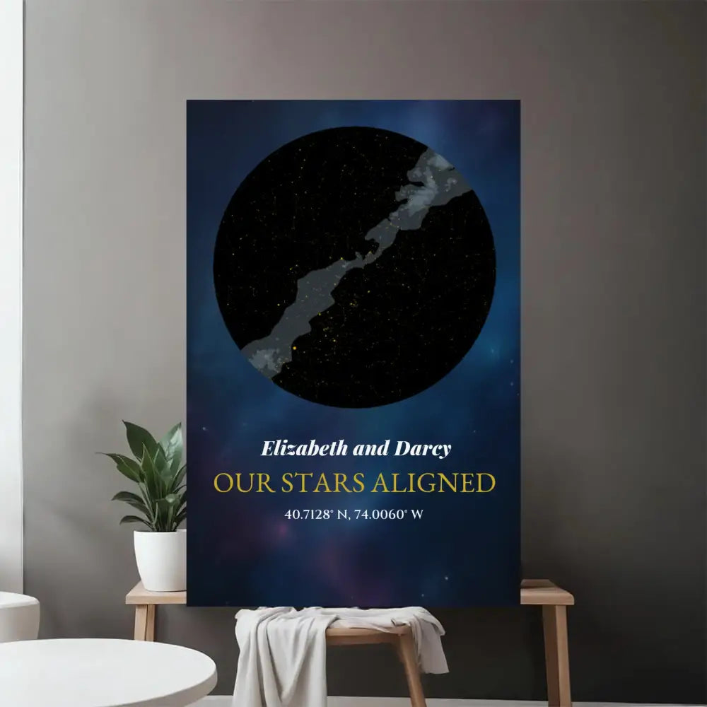 Personalized moon phase canvas with custom celestial date