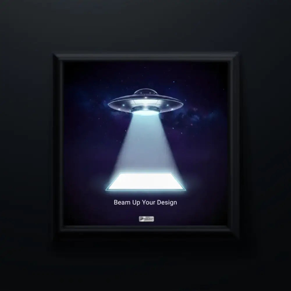 Custom square image poster with glowing UFO design on museum quality matte paper