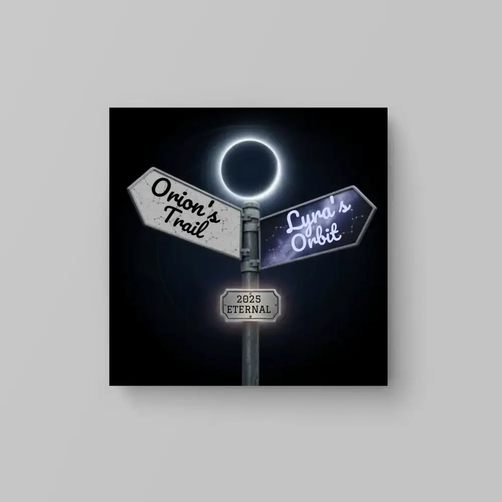 Custom Square Starry Trails Poster with Cosmic Signpost Album Cover