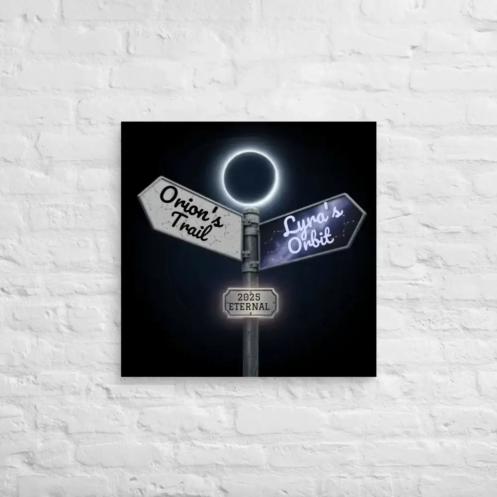 Custom square starry trails poster of celestial signpost wall art