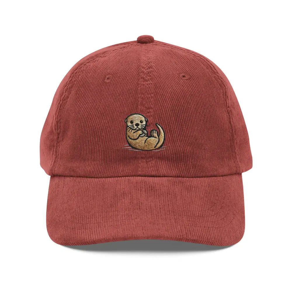Trini Skies adorable otter embroidered vintage corduroy cap
