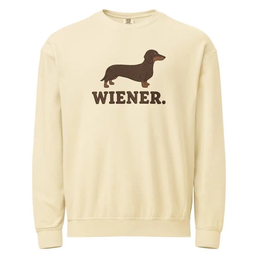 Cream Wiener Dog Graphic Sweatshirt - Funny Dachshund Crewneck